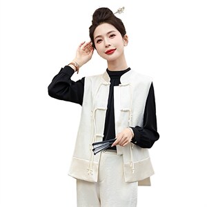 现货新款春秋装复古绣花连衣裙女装礼服气质新中式马甲，女装马甲，韩美纤衣