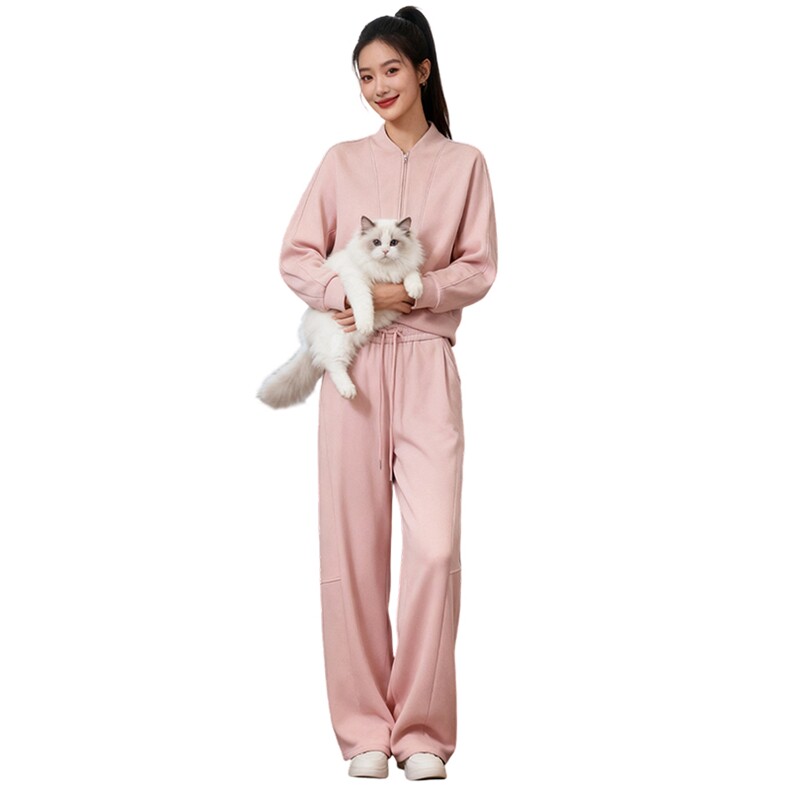 潮流时尚百搭套装女冬新款时髦显瘦圆领印花长袖卫衣阔腿裤两件套,女装套装/套裙,2C310