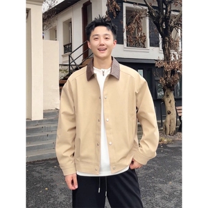 编织皮翻领外套底特律夹克工装棒球服 JK306 特P71图片