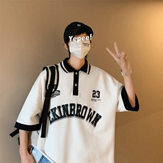 1港风polo衫男潮大码M-5XL情侣风翻领短袖T恤DP7741P45控68，男装T恤，星座226-2