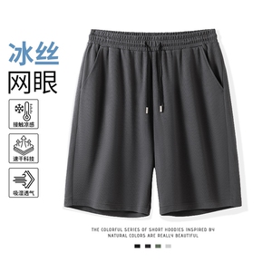 2025年夏季短裤中腰修身型直筒裤松紧微弹速干网眼短裤图片