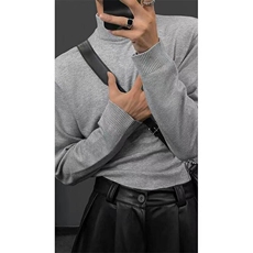 黑色半高领德绒打底衫男款冬季正肩修身内搭长袖t恤保暖加绒卫衣，男装针织衫/毛衣，电商D256-2(原A064-2)