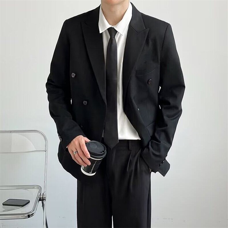 韩版双排扣西服套装男修身潮流休闲商务正装结婚英伦帅气小西装男，男装西服，星座601-1