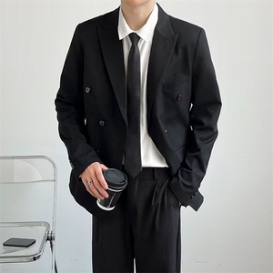 韩版双排扣西服套装男修身潮流休闲商务正装结婚英伦帅气小西装男,男装西服,星座601-1