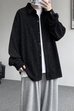 8XL-M人字纹小香风衬衫男生春秋衬衣宽松慵懒垂感外套CS29008P45，男装衬衫，电商B312