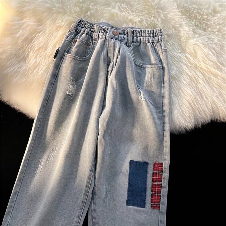 破洞牛仔裤男宽松直筒夏季贴布韩版潮流九分NK162P40,男装牛仔裤,星座1116-2