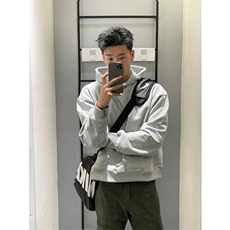 抖音得物二开26春装美式高街短款廓形连帽卫衣男女外套LM01，女装短外套，电商A486