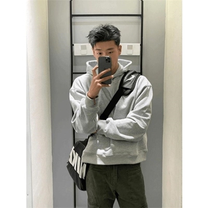 抖音得物二开 26春装美式高街短款廓形连帽卫衣男女外套LM01图片