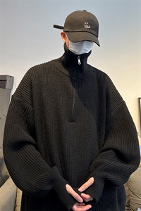 抖音直播！半高领拉链套头针织毛衣男外套男 XH13-p55图片