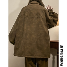 1中性立领PU皮复古做旧钢印字母大码M-5XL夹克男JK77755P95控128，女装短外套，星座226-2