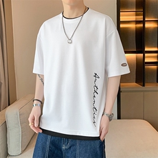 冰氧仿棉短袖店主风体恤夏季休闲百搭刺绣男上衣TC3146-P25控48，男装T恤，星座717