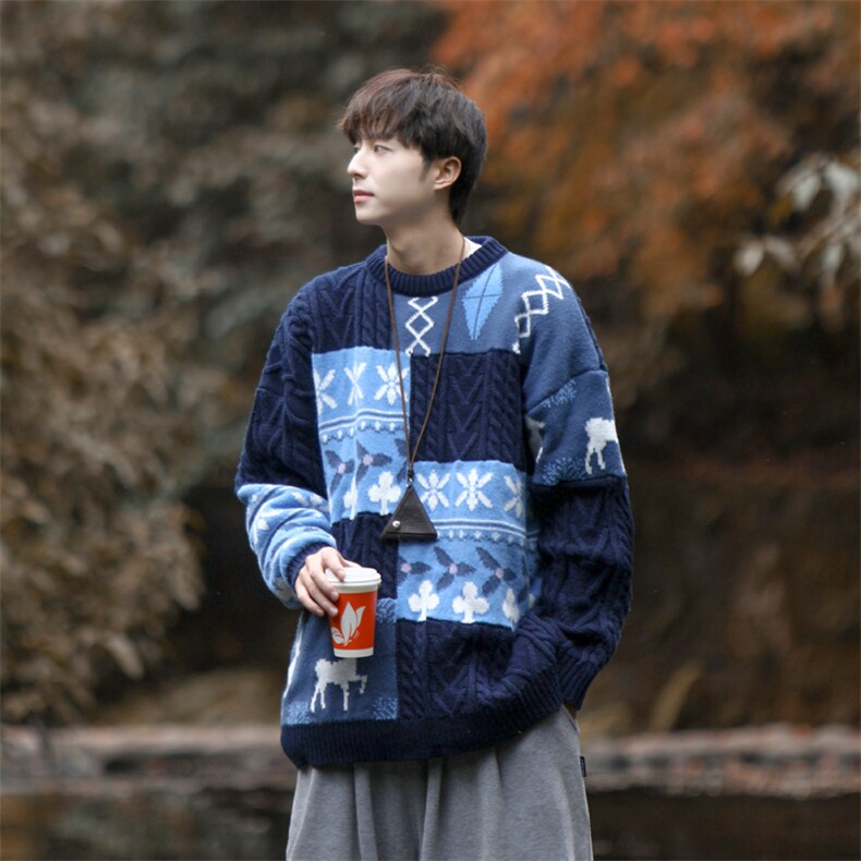 cityboy！内搭圣诞毛衣男士线衣男拼接针织衫男XH08-P70图片