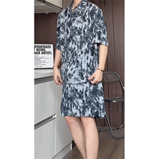 短袖衬衫男+短裤男潮流休闲套装男M-5XL大码TZ78708P50控98模特图，男装休闲套装，星座226-1