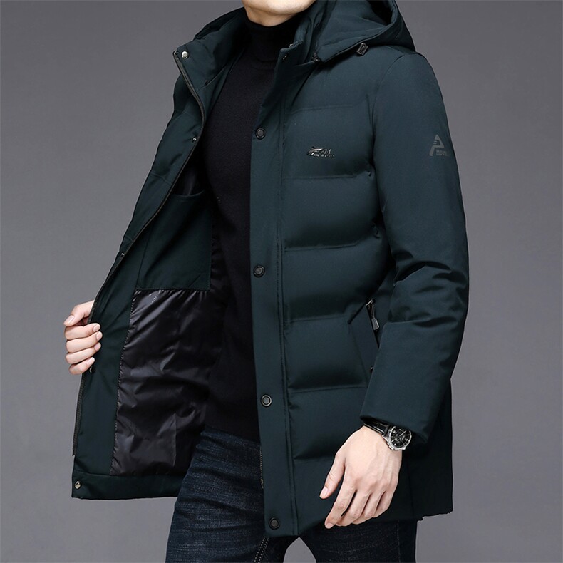 棉服男士加厚中长款外套2023新款冬季可脱卸帽棉衣中年爸爸冬装,男装棉衣,电商B212（原钱塘6029）