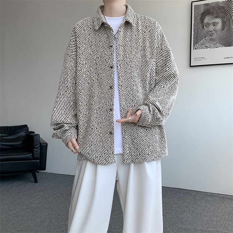 衬衫男春季新款港风宽松大码小香风长袖衬衣CS7002-P42,男装衬衫,星座214-3