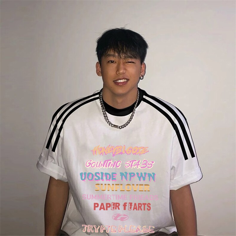 夏季美式高街重磅纯棉三条杠织带撞色男女短袖T恤ZD513-特P30,男装T恤,电商A486