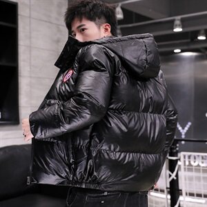 冬季加厚保暖防寒羽绒棉衣模特连帽外套亮片休闲银色M9102图片