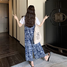 【新款】垂坠感印花背带裤女夏季连体裤2C353/8672/P120/K178，女装连体裤，2C353