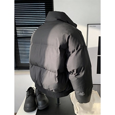 现货5W件冬季三防重磅硬挺boxy短款羽绒立领PU皮棉衣外套加厚棉服，男装棉衣，电商A486
