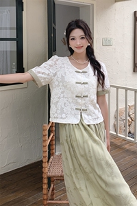 现货-夏季新款蕾丝上衣新中式两件套-342-P110-K178图片