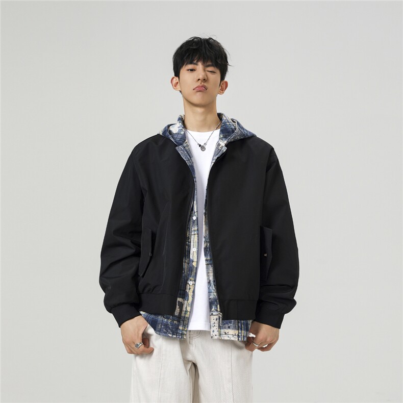 可二开假两件格子拼接大码M-5XL夹克聚酯纤维JK78094P75控118,男装夹克,星座227-7