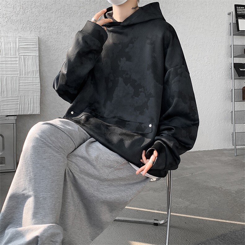 现货WY10085-特P50360g面料扎染高品质宽松连帽卫衣,男装卫衣,电商A059