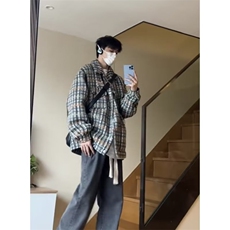 标准潮单排扣夹克新款长袖潮流男格子秋冬时尚青春流行翻领日常，男装夹克，星座506A