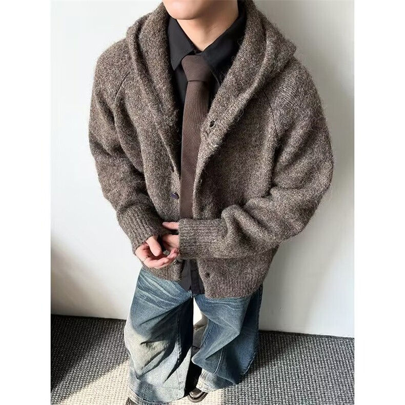 2025秋冬新款连帽毛衣男开衫复古套头针织衫慵懒风外套-A2311TP72,男装针织衫/毛衣,电商B241