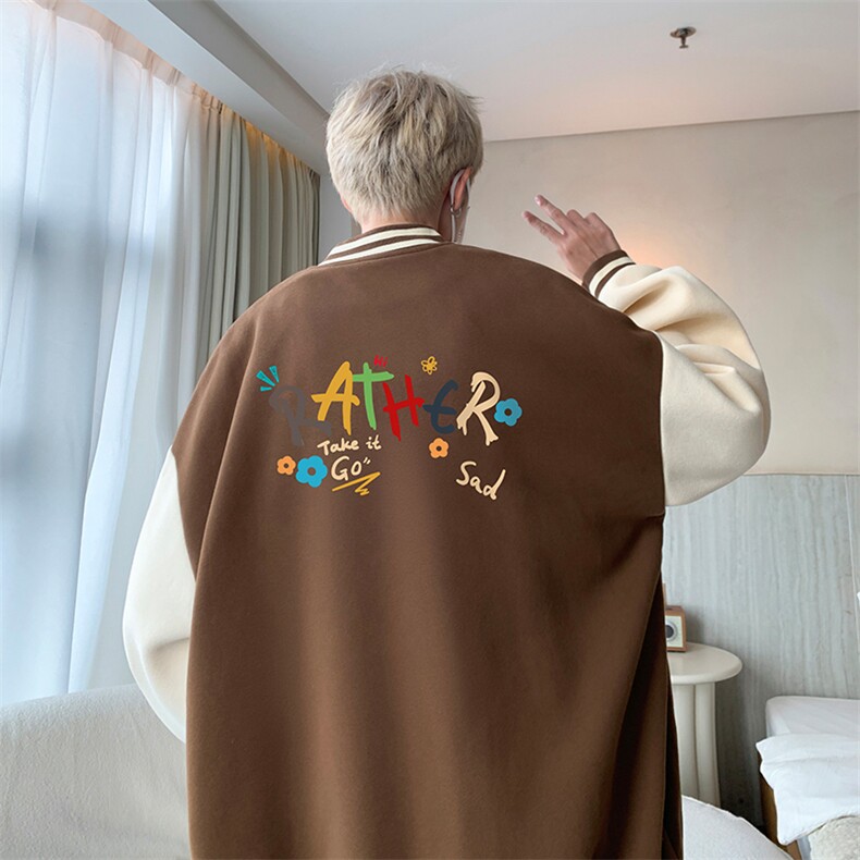 摇粒绒棒球服男大码开衫卫衣男夹克 BF86301-P65图片