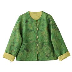 新中式国风提花双面穿外套女2024年春装新款宽松复古气质短款上衣，女装短外套，橙子家