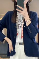 2025春新款针织开衫外套女西装领韩版宽松显瘦纯色，女装羊毛衫，暖烁羊绒