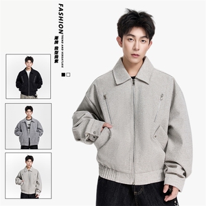 潮牌斜纹面料大口袋光版二开夹克男士休闲外套A406 JK5612 P98图片