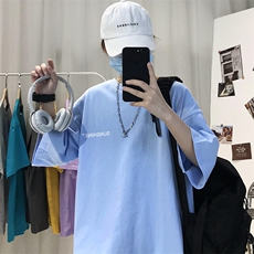 XZ115A-T06200克纯棉男女字母印花大码S-5XL10色T恤衫圆领半袖，男装T恤，星座115A-3