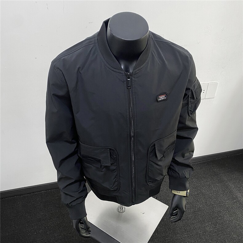 美式复古风棒球服夹克大口袋贴标痞帅百搭休闲外套J608618TP75,男装夹克,电商A247