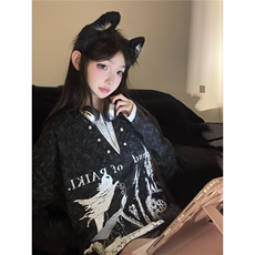 网络图现货潮牌假两件新款骑士古堡印花宽松长袖卫衣JTX01-P40，男装卫衣，星座715-7