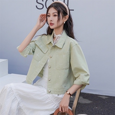 2025春季新款韩版时尚百搭重工铆钉烫钻牛仔外套复古做旧夹克上衣，女装牛仔外套，美拉德工厂直营店