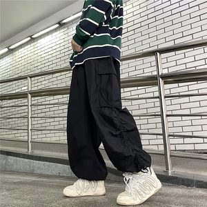 日系复古宽松阔腿工装长裤男港风直筒束脚休闲裤子潮 GK7137-P45图片