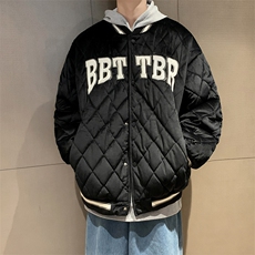 菱形格绒面学生棒球服潮牌衣冬季外套韩版宽松服W2076-P70，男装夹克，星座512-4