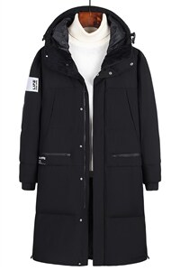 白底平铺长款潮牌连帽学生情侣白鸭绒羽绒服R3505P160图片