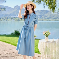 6302时尚气质条纹显瘦连衣裙，女装连衣裙，倪叶myz