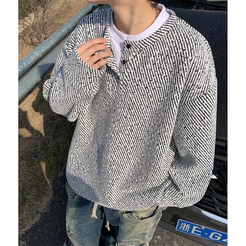 2025春节新款潮牌男士亨利领长袖T恤百搭卫衣TX502特P40,男装T恤,电商B220