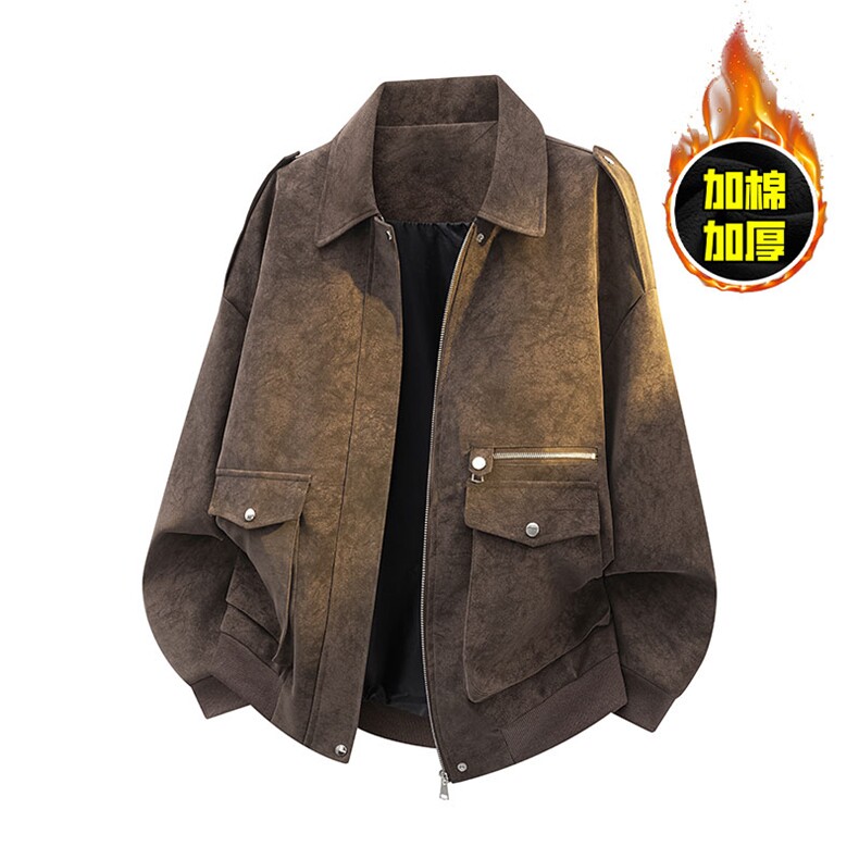 JK2563特P85控158拉链3D白底皮夹克外套棉服男100聚酯加棉特批100,男装夹克,电商B370