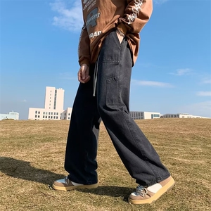 牛仔裤男秋季潮大码休闲裤子高街N7171P42图片