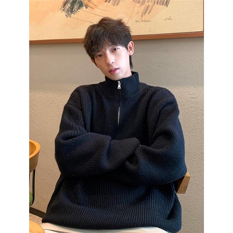 半拉链开衫毛衣男士韩版潮流慵懒风宽松半高领针织上衣服L013,男装针织衫/毛衣,星座516A