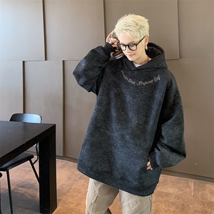 港风大码复古袋鼠兜满天星套头连帽卫衣XZ213-LMMTX070-P108控128图片