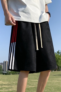 XZ514-2-1521-P43夏季篮球跑步运动裤男麂皮绒学生杠条休闲五分裤图片
