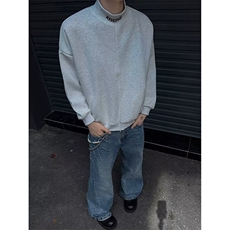 得物品质秋款男半高领卫衣字母刺绣宽松打底外套WY149P68，男装卫衣，星座1013-1