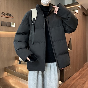 青少年拉链常规款男士棉服加厚保暖外套常规日常标准立领长袖图片