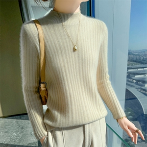 秋冬新款半高领套头上衣针织女百搭时尚图片