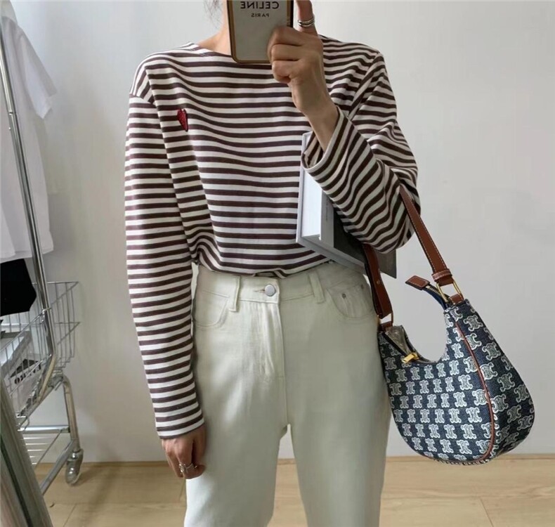 【素妮】春款爱心条纹长袖T，其它，素妮